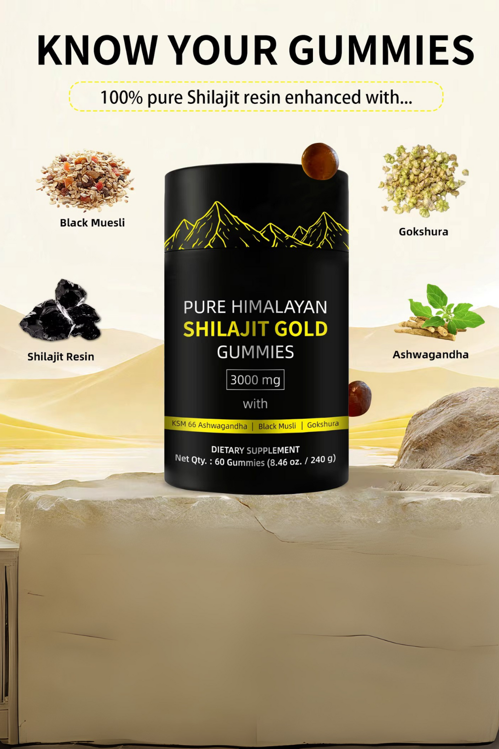 Shilajit Gummies – Male Natural Energy & Vitality Booster